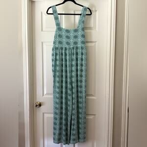 Kate Quinn High Waisted Wide Leg Aqua Batik Jumpsuit